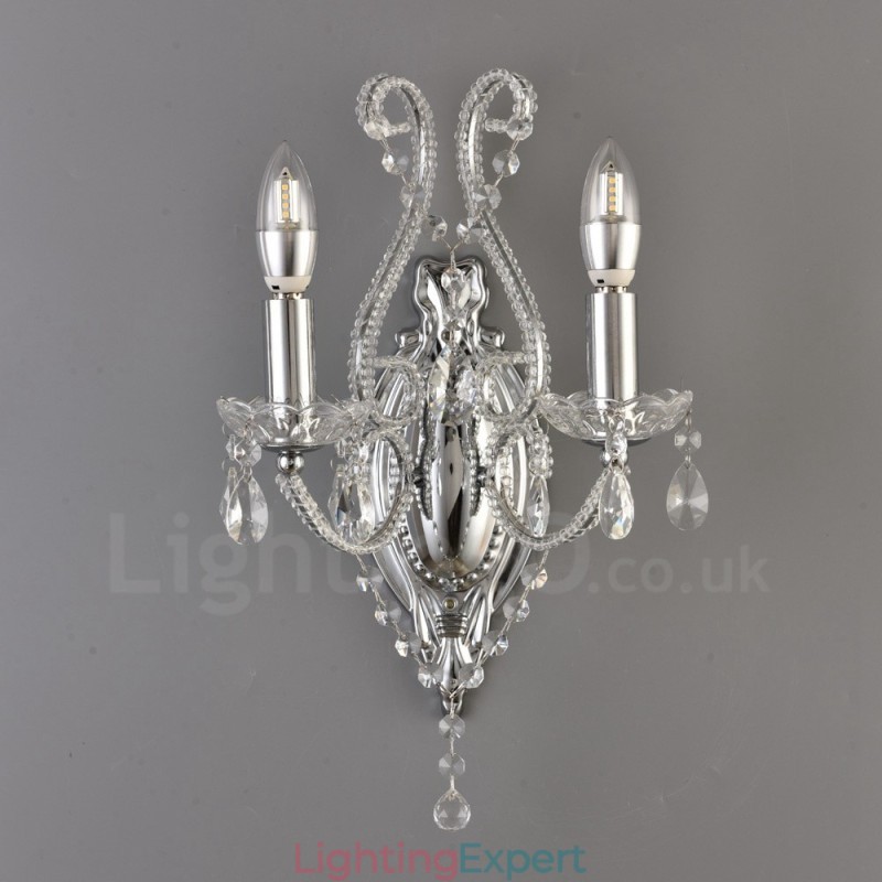 2 Light Gold Black American Style Crystal Wall Light for Living Room Dining Room Clothing Store Coffee Store Hotel