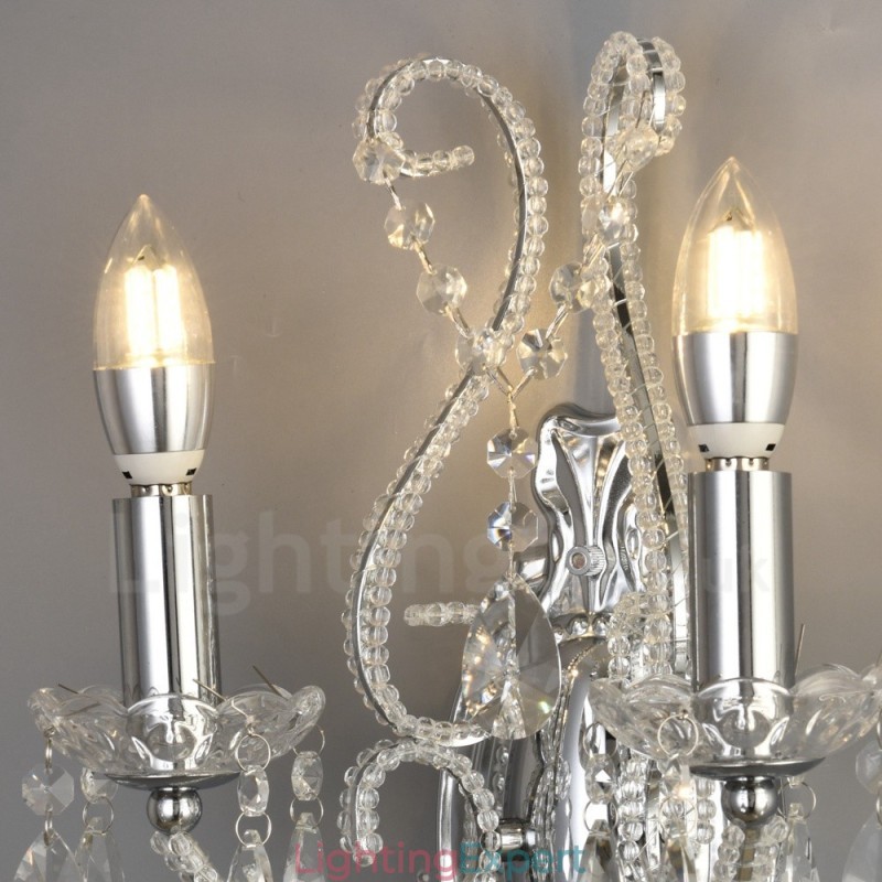 2 Light Gold Black American Style Crystal Wall Light for Living Room Dining Room Clothing Store Coffee Store Hotel