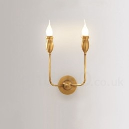 Pure Brass Luxurious Rustic Retro Vintage Brass 2 Light Candle Wall Light Special for Hotel Office Showroom Living Room Dinning Room
