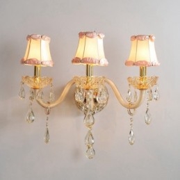 3 Light Gold K9 Crystal Candle Retro Glass Wall Light