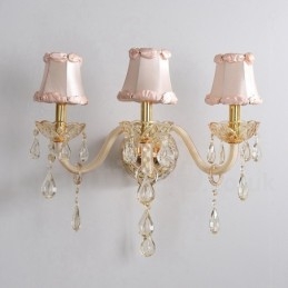 3 Light Gold K9 Crystal Candle Retro Glass Wall Light