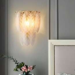 Nordic French Feather Crystal Wall Sconces Postmodern Lighting Luxury Living Room Background Wall Corridor like Hotel Panel Wall Lamp