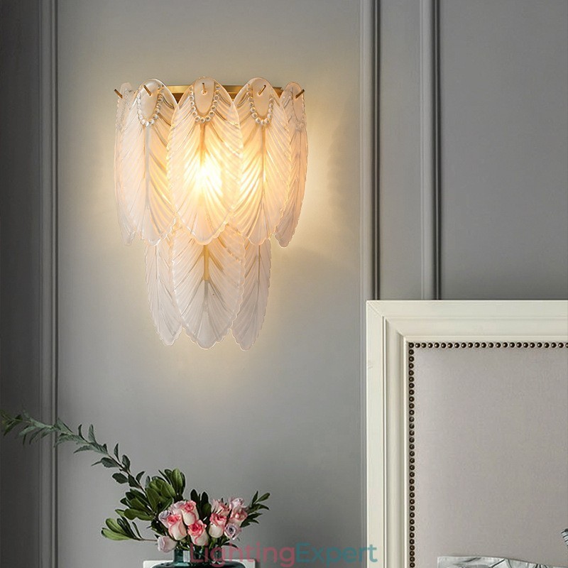 Nordic French Feather Crystal Wall Sconces Postmodern Lighting Luxury Living Room Background Wall Corridor like Hotel Panel Wall Lamp
