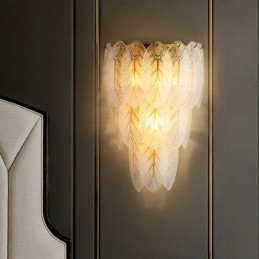 Nordic French Feather Crystal Wall Sconces Postmodern Lighting Luxury Living Room Background Wall Corridor like Hotel Panel Wall Lamp