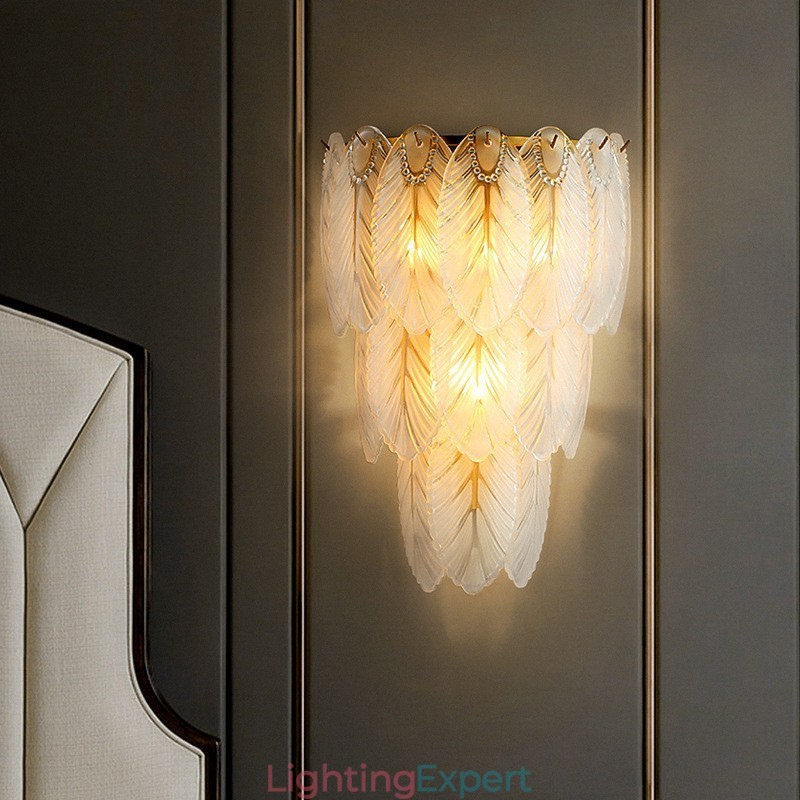 Nordic French Feather Crystal Wall Sconces Postmodern Lighting Luxury Living Room Background Wall Corridor like Hotel Panel Wall Lamp
