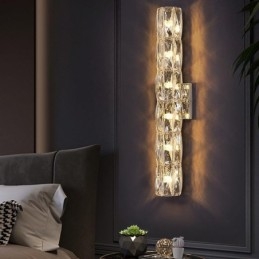 Living Room Wall Lamp Light Luxury Simple Bedroom Bedside Lamp Hotel Lobby Aisle Villa Project Stainless Steel Crystal Wall Sconces
