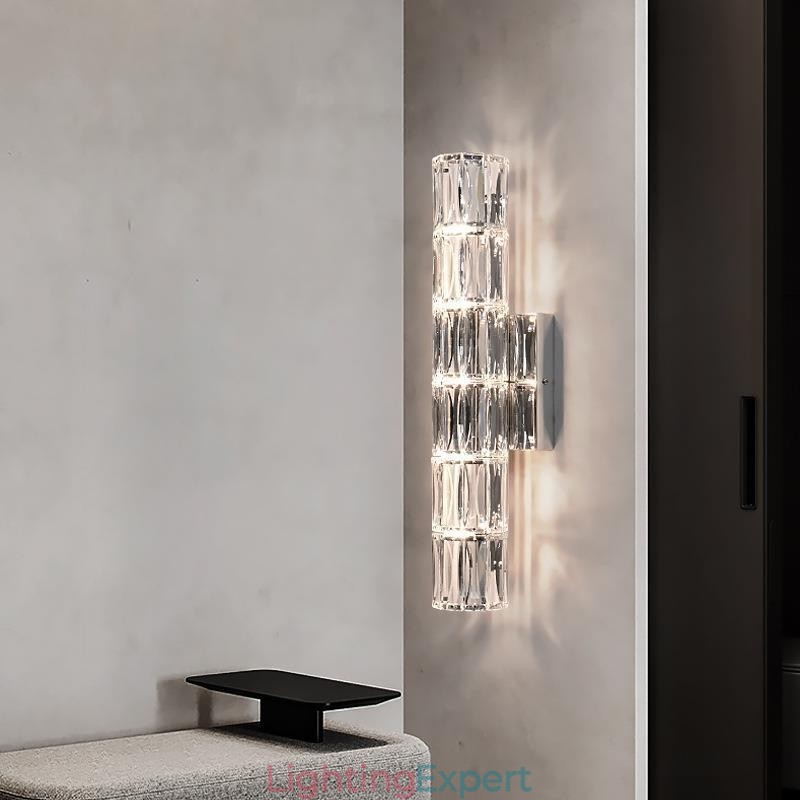 Living Room Wall Lamp Light Luxury Simple Bedroom Bedside Lamp Hotel Lobby Aisle Villa Project Stainless Steel Crystal Wall Sconces