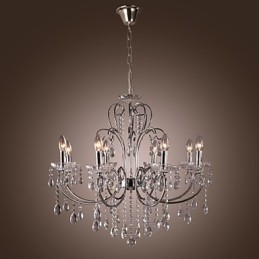 Traditional Classic Crystal Chrome Metal Chandelier