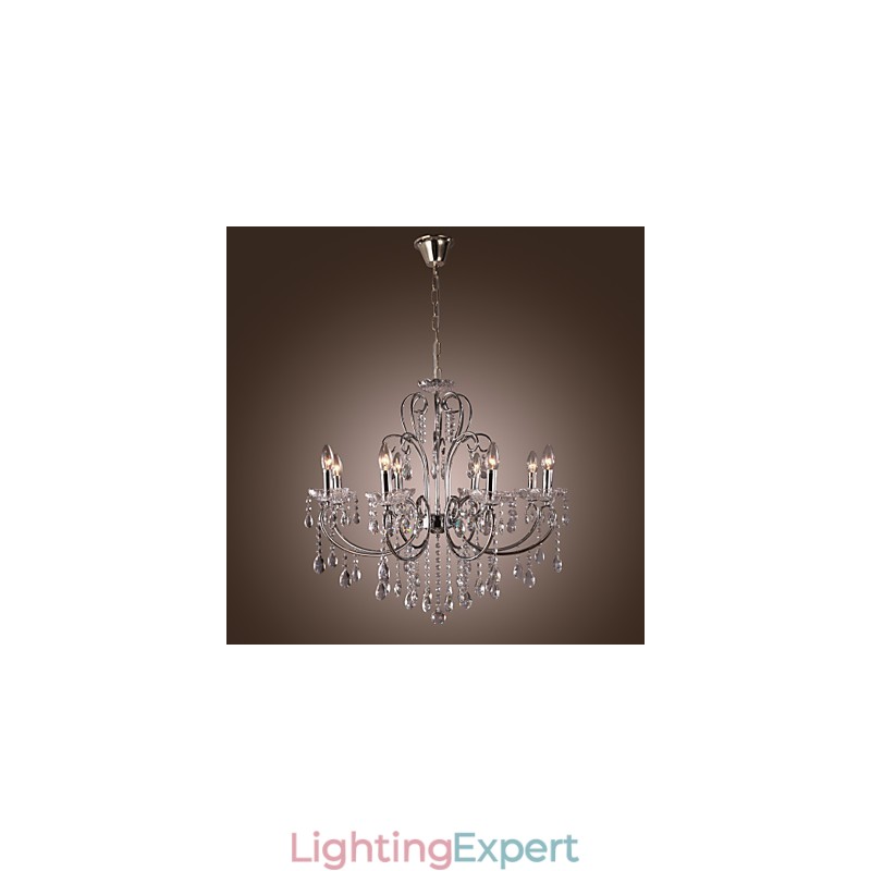 Traditional Classic Crystal Chrome Metal Chandelier