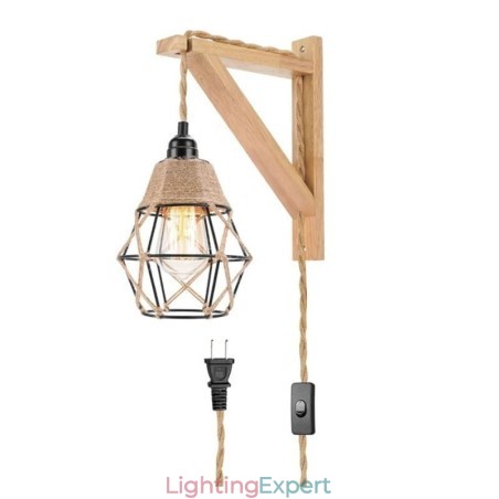Hemp Rope Iron Art Wall Light American Pastoral Retro Wall Sconce With Plug Hemp Rope Iron Art Wall Light American Pastoral Retro Wall Sconce With Plug