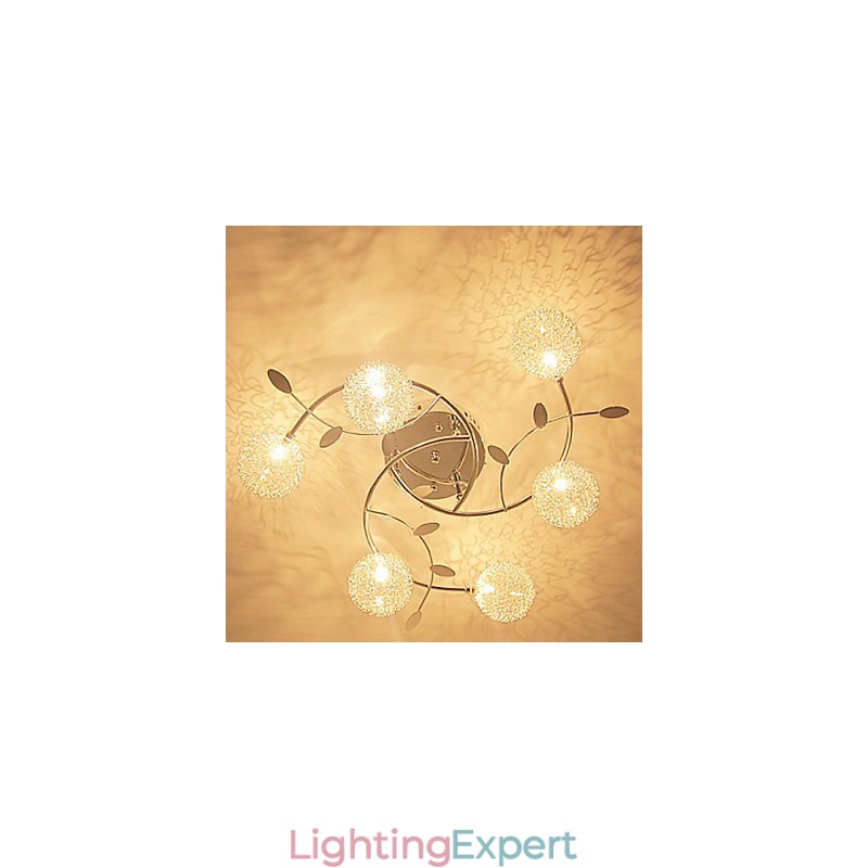Modern Contemporary Crystal Electroplated Flush Mount