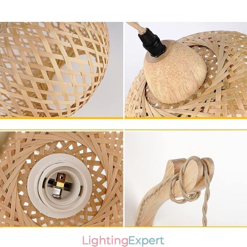 Bamboo Wall Sconce American Pastoral Retro Hemp Rope Wall Light With Plug