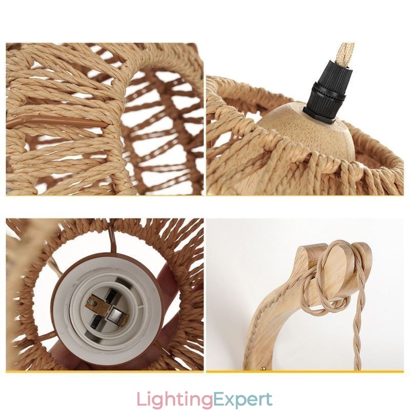 American Retro Wall Sconce 3M Hemp Rope Hanging Line Paper Rope Woven Lampshade