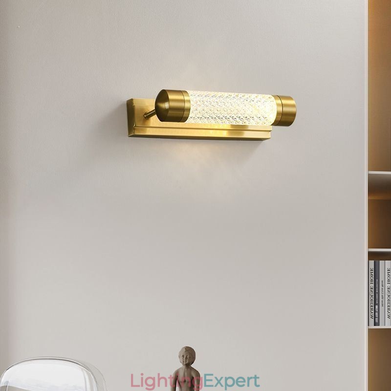 Wall Lamp Brass Acrylic Cylinder Mirror Front Light