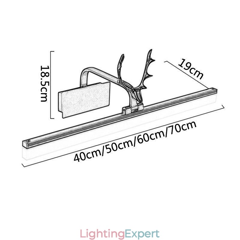 Antler Mirror Front Light Acrylic Wall Lamp Washroom Makeup Light Fixture