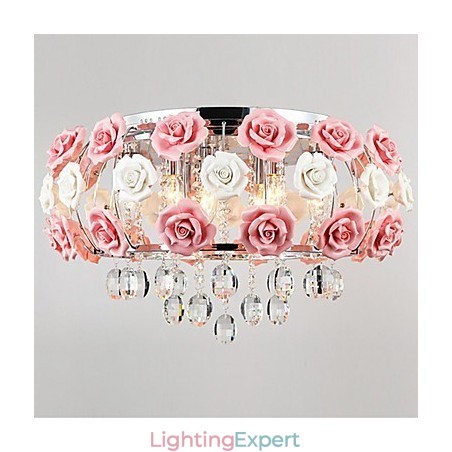 Country Crystal Electroplated Metal Flush Mount Country Crystal Electroplated Metal Flush Mount