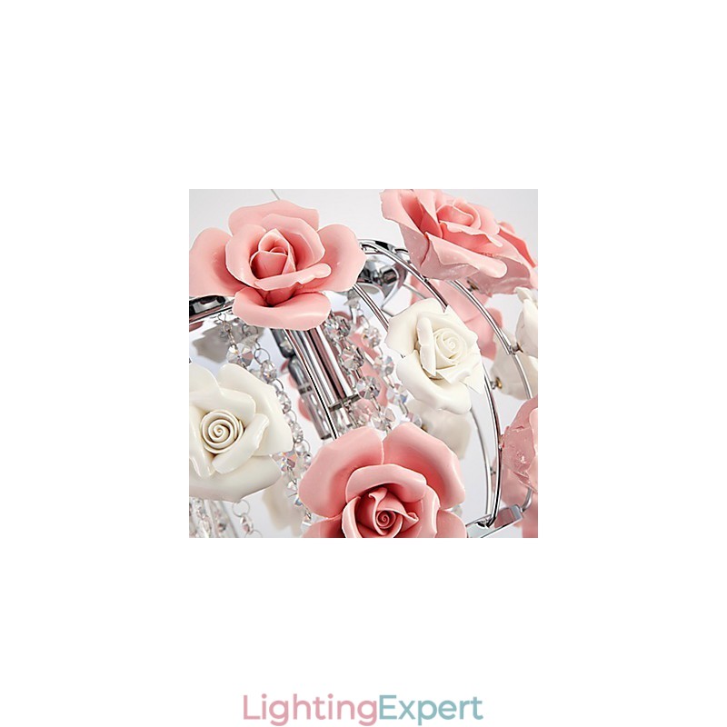 Country Crystal Electroplated Metal Flush Mount