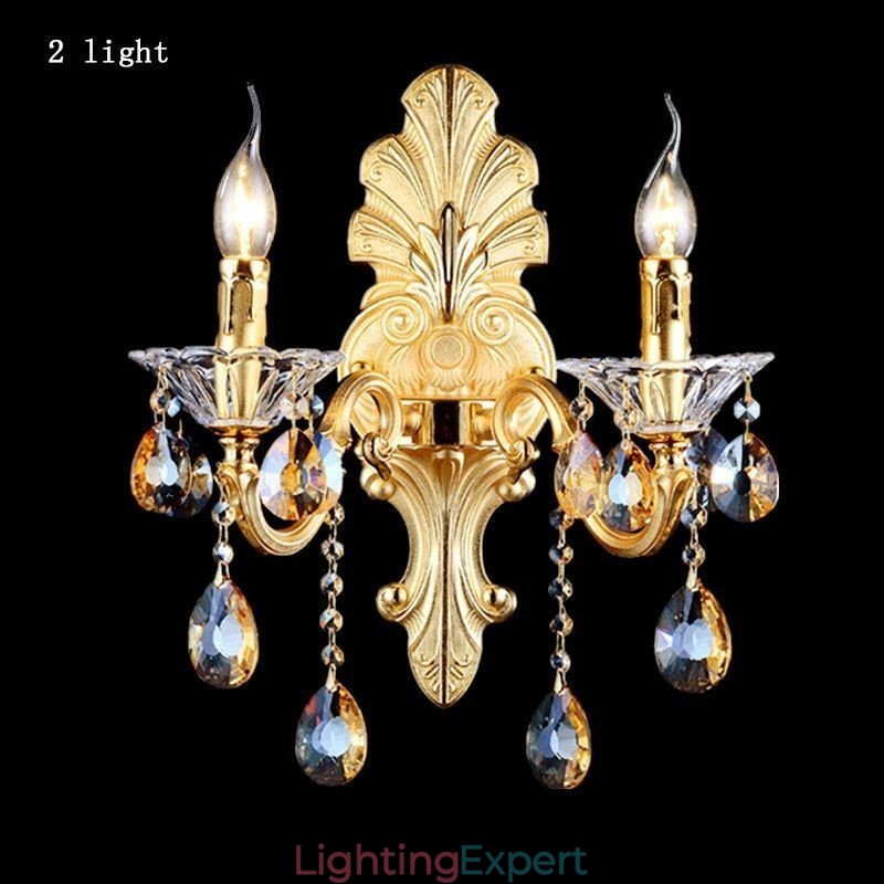 European Wall Lamp Luxurious Wall Sconce Crystal Drop Decoration Lamp Bedside Lighting
