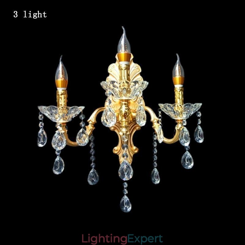 European Wall Lamp Luxurious Wall Sconce Crystal Drop Decoration Lamp Bedside Lighting
