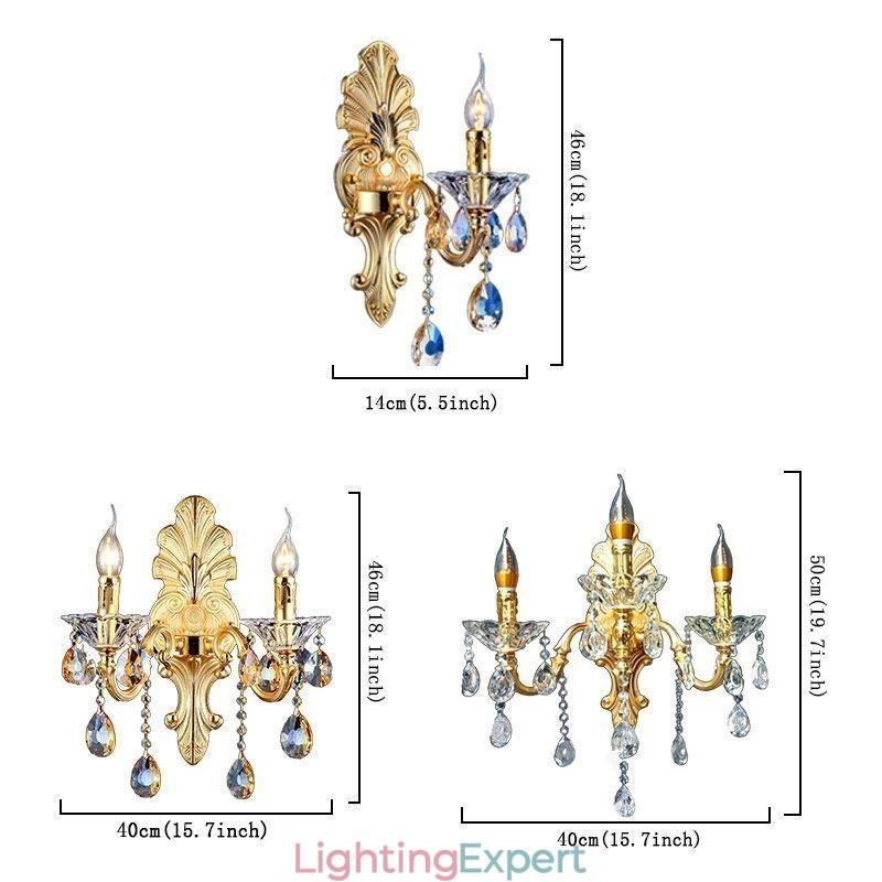 European Wall Lamp Luxurious Wall Sconce Crystal Drop Decoration Lamp Bedside Lighting