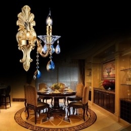 European Wall Lamp Luxurious Wall Sconce Crystal Drop Decoration Lamp Bedside Lighting