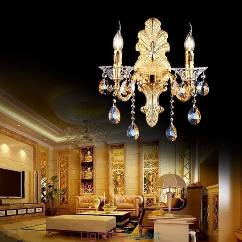 European Wall Lamp Luxurious Wall Sconce Crystal Drop Decoration Lamp Bedside Lighting