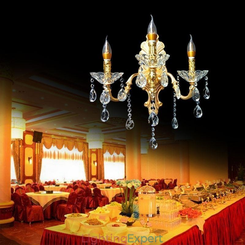 European Wall Lamp Luxurious Wall Sconce Crystal Drop Decoration Lamp Bedside Lighting