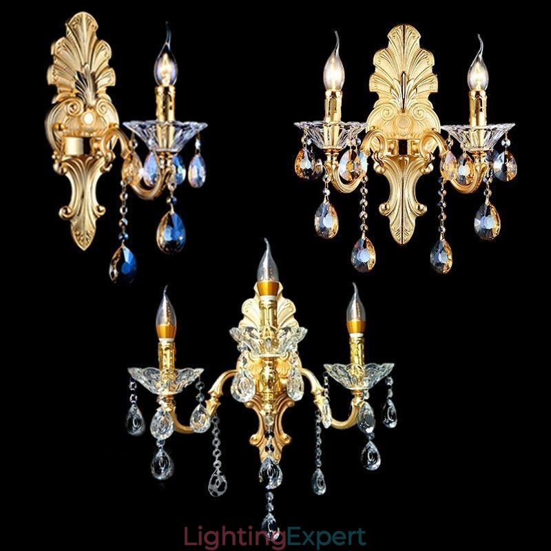 European Wall Lamp Luxurious Wall Sconce Crystal Drop Decoration Lamp Bedside Lighting