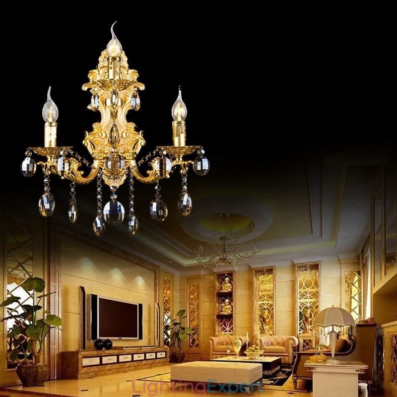 European Fashion Wall Lamp Luxurious Crystal Drop Wall Sconce Lighting