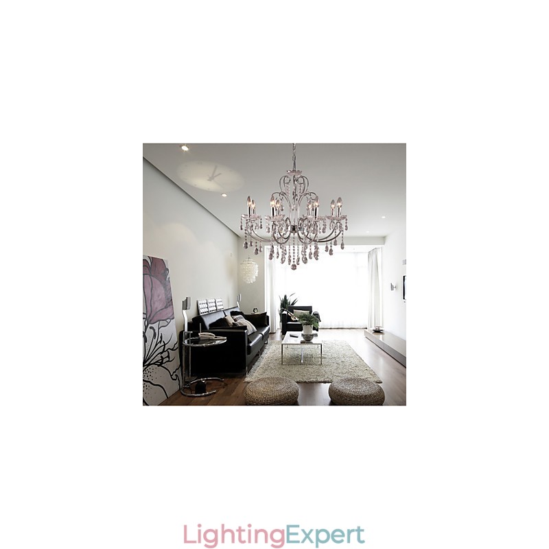 Traditional Classic Crystal Chrome Metal Chandelier
