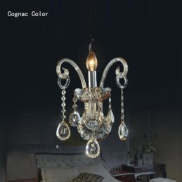 European Wall Lamp Amber Cognac Crystal Wall Sconce Simple Lamp Lighting