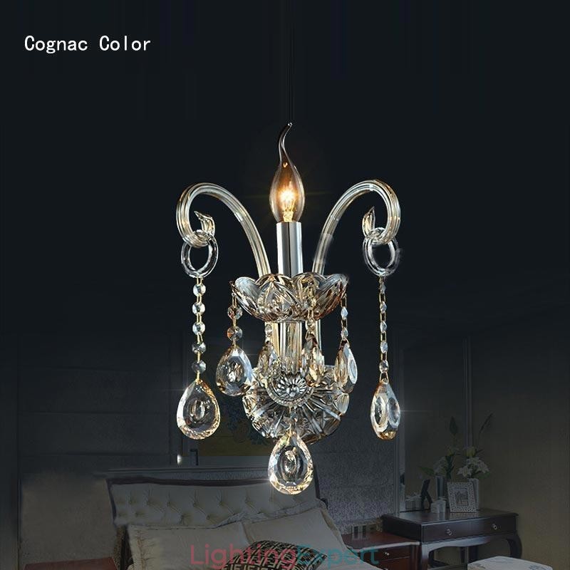 European Wall Lamp Amber Cognac Crystal Wall Sconce Simple Lamp Lighting
