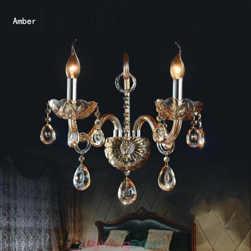 European Wall Lamp Amber Cognac Crystal Wall Sconce Simple Lamp Lighting