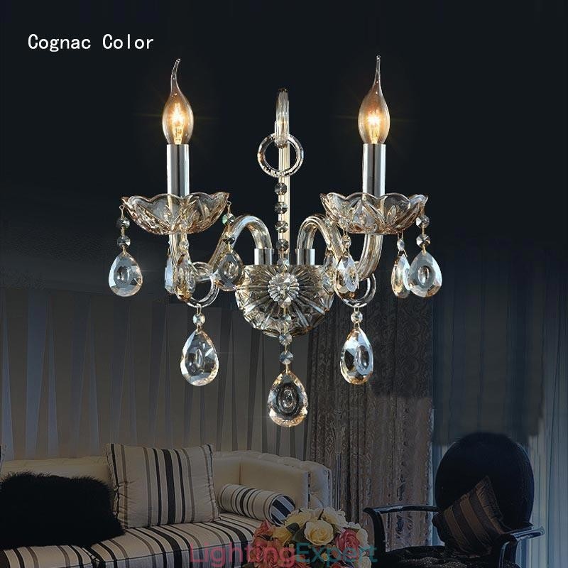 European Wall Lamp Amber Cognac Crystal Wall Sconce Simple Lamp Lighting