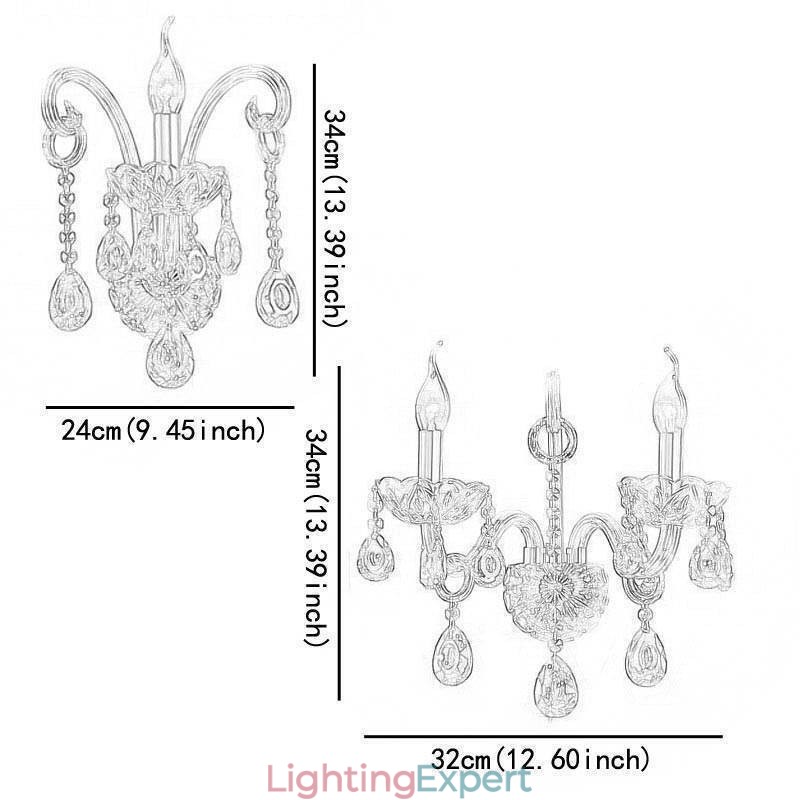 European Wall Lamp Amber Cognac Crystal Wall Sconce Simple Lamp Lighting