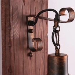 American Vintage Wall Light Industrial LOFT Wall Sconce Solid Wood Glass Lamp Light