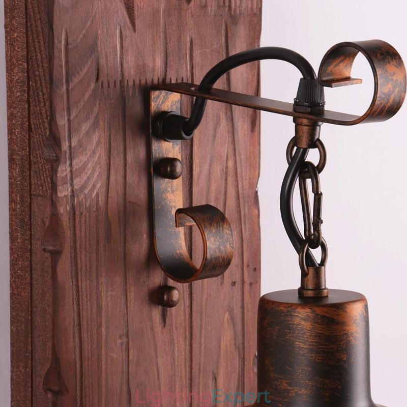 American Vintage Wall Light Industrial LOFT Wall Sconce Solid Wood Glass Lamp Light