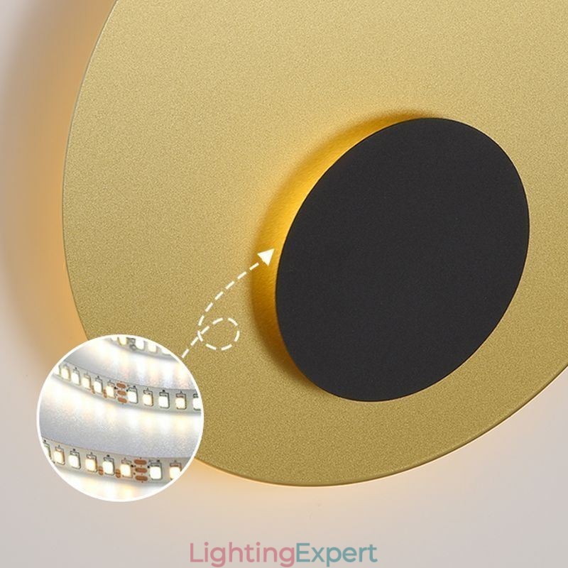 Nordic Wall Light Black Gold Round Full Copper Wall Sconce