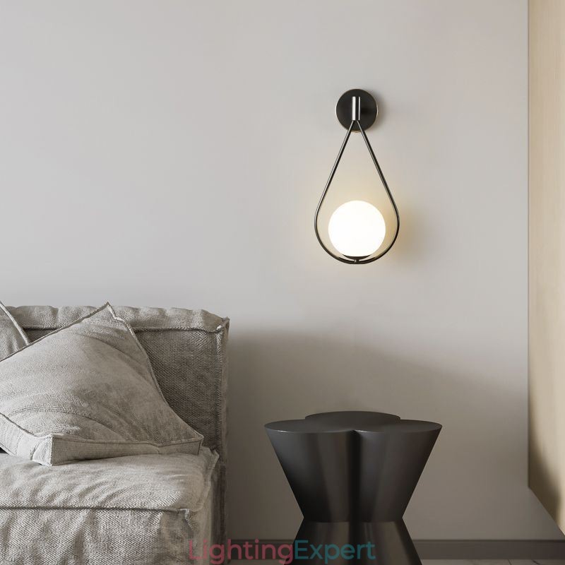 Modern Globe Wall Sconce Glass Wall Light Black Water Drop Wall Light