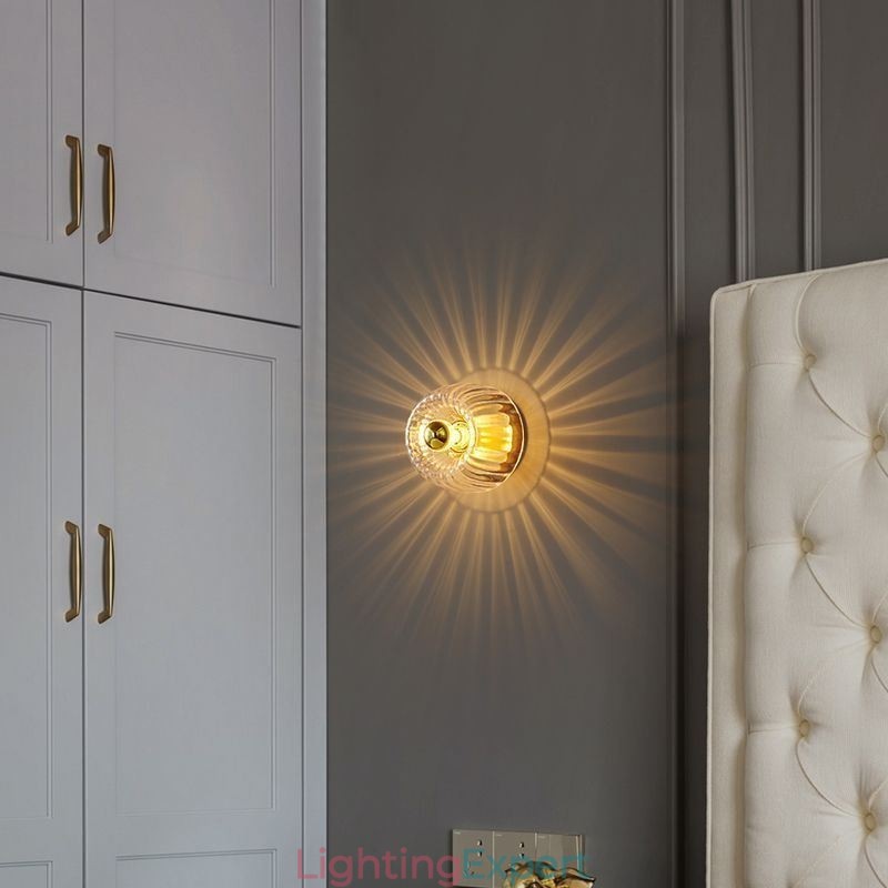 Modern Wall Lighting With Clear Glass Shade Brushed Wall Sconce Lighting