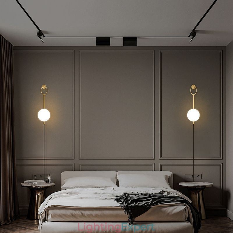 Modern Globe Wall Sconce Brushed Gold Glass Wall Light