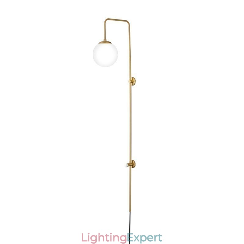 Modern Globe Wall Sconce Brushed Gold Glass Wall Light