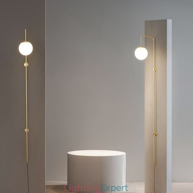 Modern Globe Wall Sconce Brushed Gold Glass Wall Light