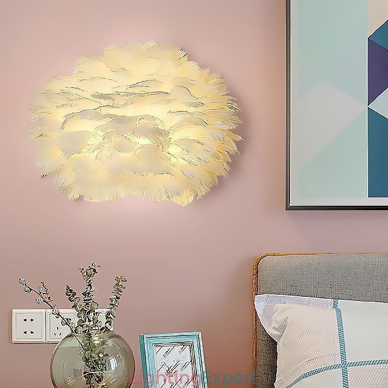 Creative Feather Wall Lamp Decorative Sconce Light