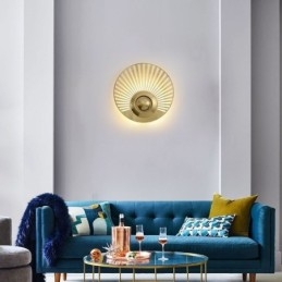 Nordic Brass Wall Lamp Hollow out Round Shape Sconce Light