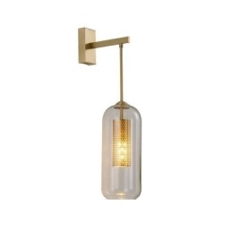 Nordic Brass Wall Lamp Inner Hollow out Cylinder Glass Lamp Shade