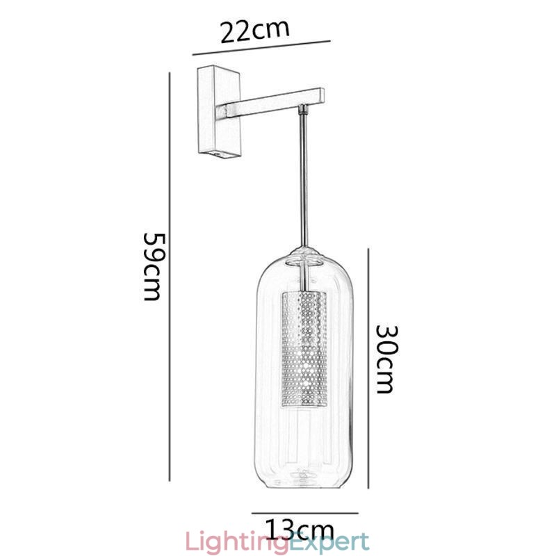 Nordic Brass Wall Lamp Inner Hollow out Cylinder Glass Lamp Shade