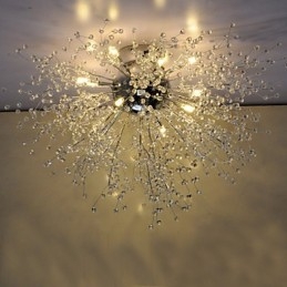 Modern Firework Globe AcrChrome Metal Flush Mount GDNS