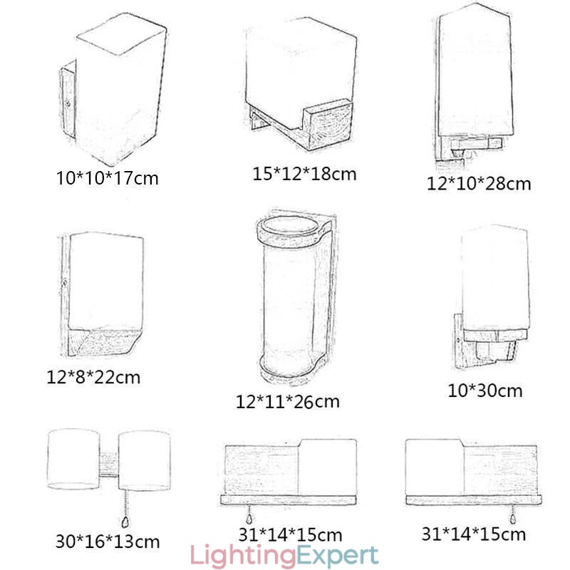 Nordic Wood Wall Lamp Glass Lampshade Sconce Light