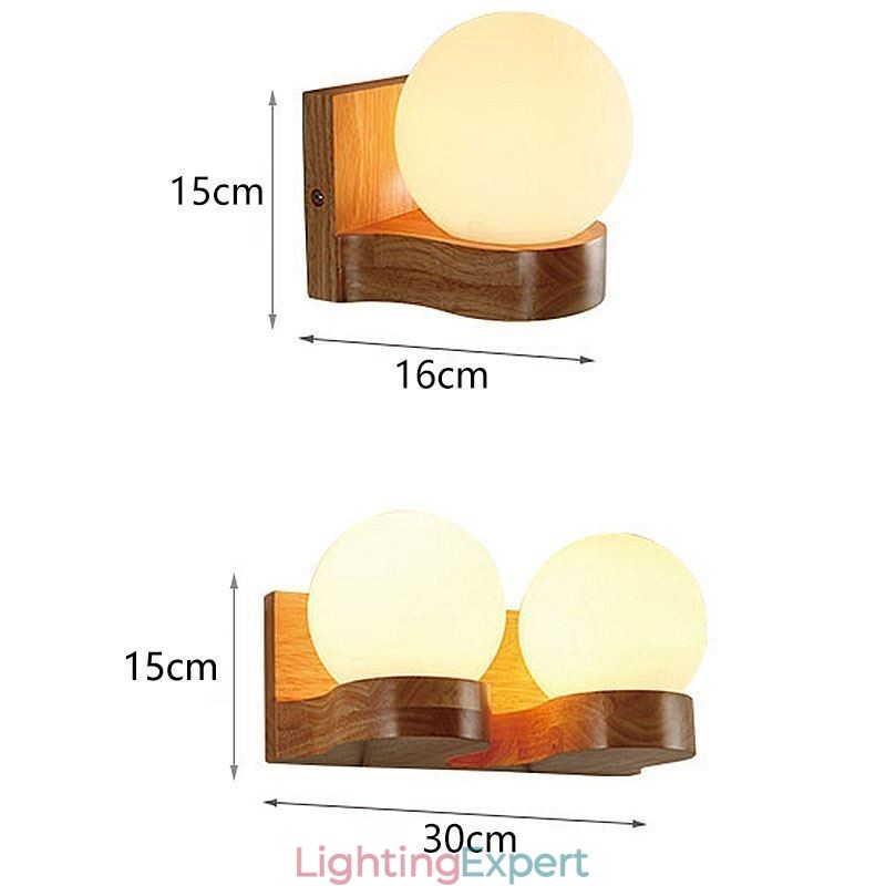 Nordic Solid Wood Wall Light Cozy Ball Shape Sconce Light